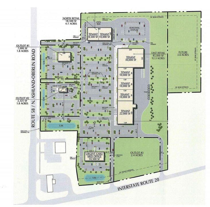 Carnegie Management and Development Corporation’s initial plans for the proposed shopping center located at the intersection of Ohio State Route 58 and U.S. Route 20