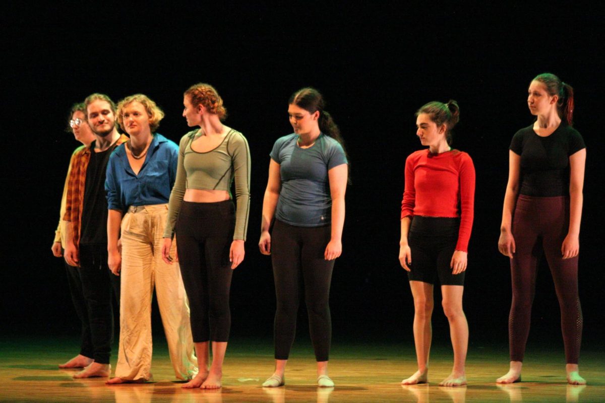 College fourth-year Liz Hawk and other students dance in “Patient 6183.”