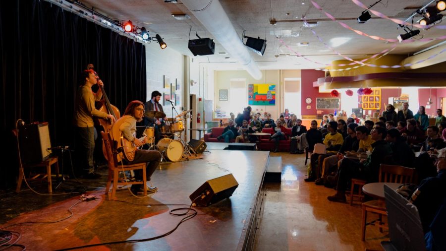 Photo taken by John Jiang; Small Jazz Ensembles perform at the Cat in the Cream for Jazz Forum. 