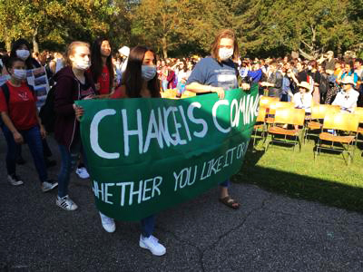 High school students rally at last September’s Climate Strike.