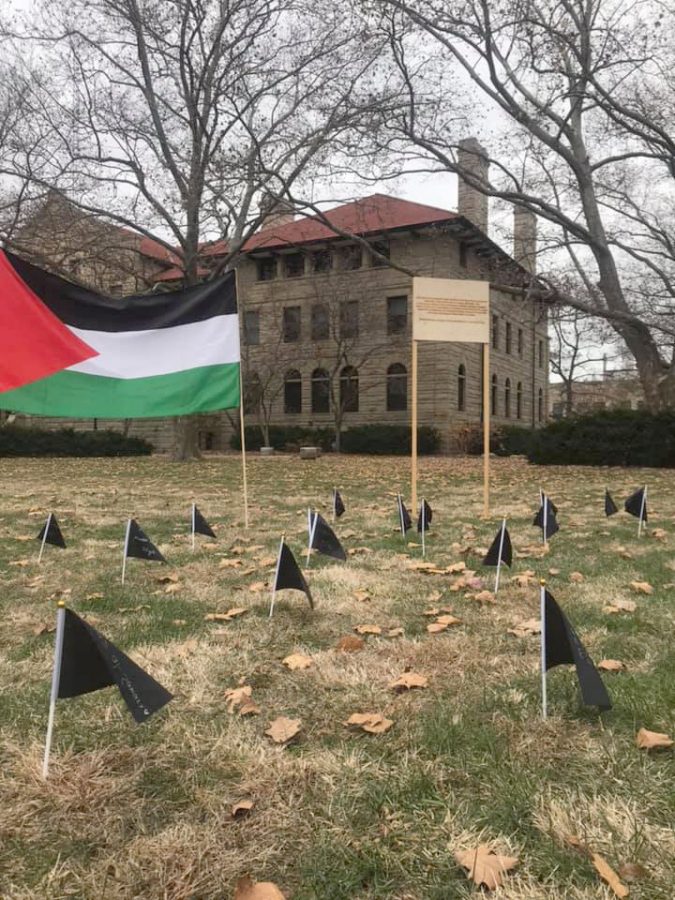 A memorial to Palestinians killed in a November attack by the Israel Defense Force was installed before Thanksgiving by student organizations Jewish Voices for Peace and Students for a Free Palestine.
