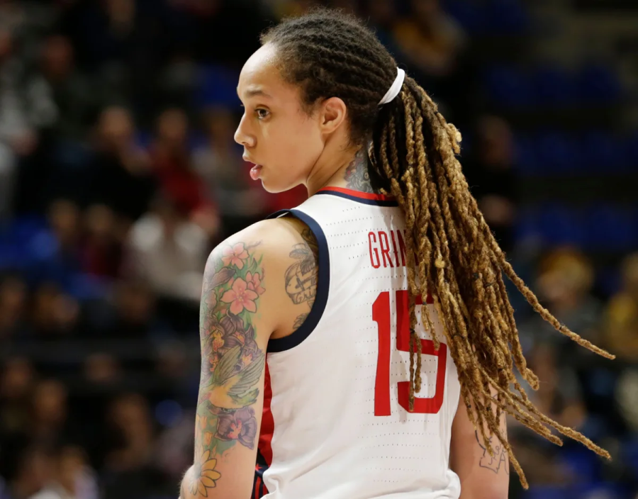Britney Griner reacts during a game.